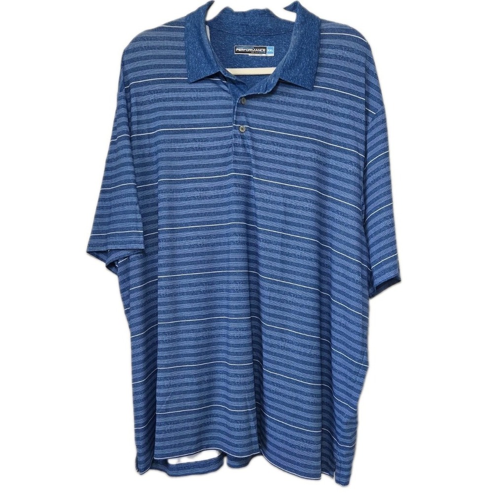 Roundtree & Yorke Performance Blue Short Sleeve Polo Shirt Mens Size XXL